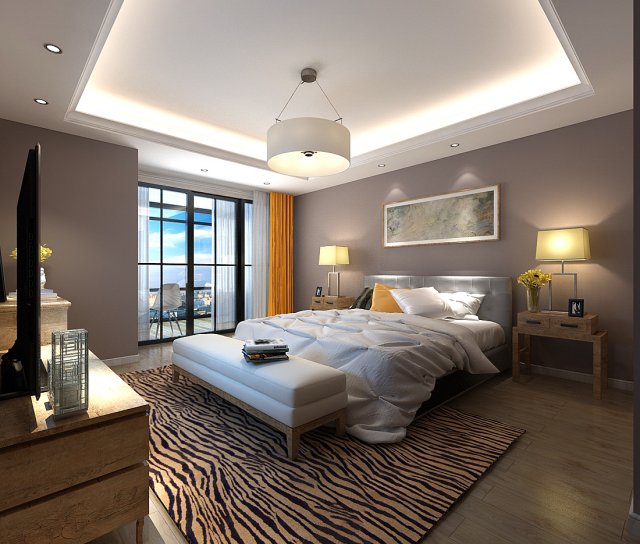 Stylish bedroom complete 110 3D Model