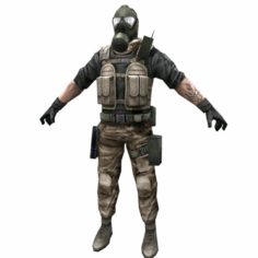 R4 Gas mask Army Soldier 3D Model