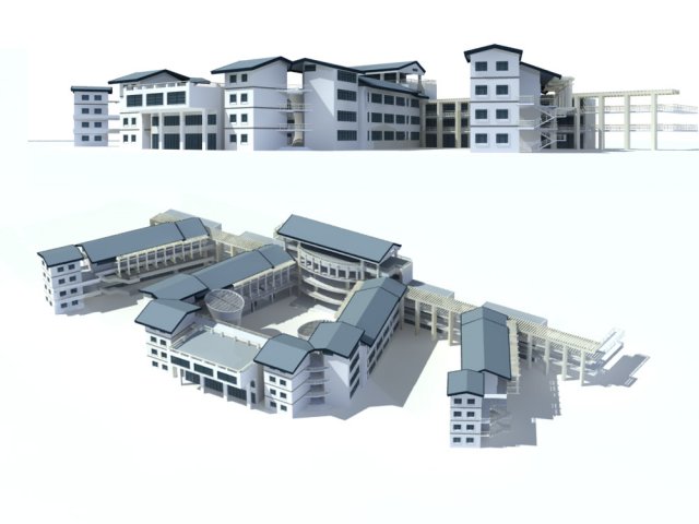 City office building construction avant-garde design hotel – 29 3D Model