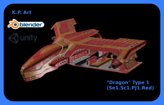 Space Ship Dragon Type 1 Se1-Sc1-PJ1-Red 3D Model