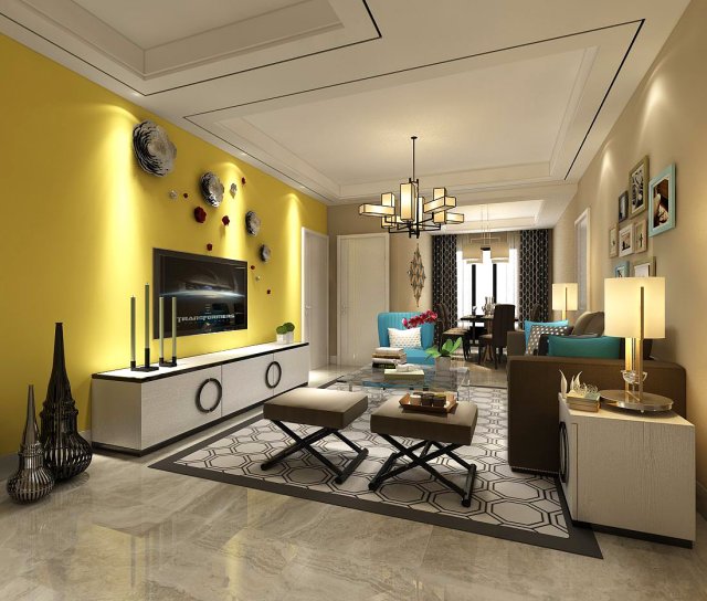 Stylish avant-garde living room design 29 3D Model