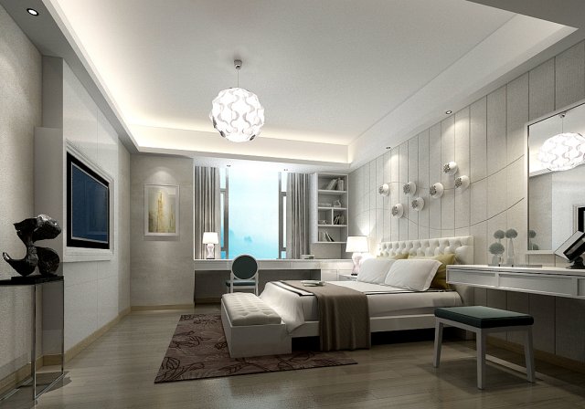 Stylish master bedroom design 82 3D Model