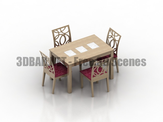 Dining table chairs set 3D Collection