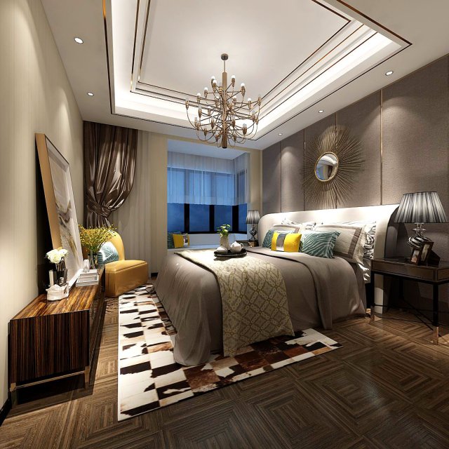 Stylish master bedroom design 12 3D Model