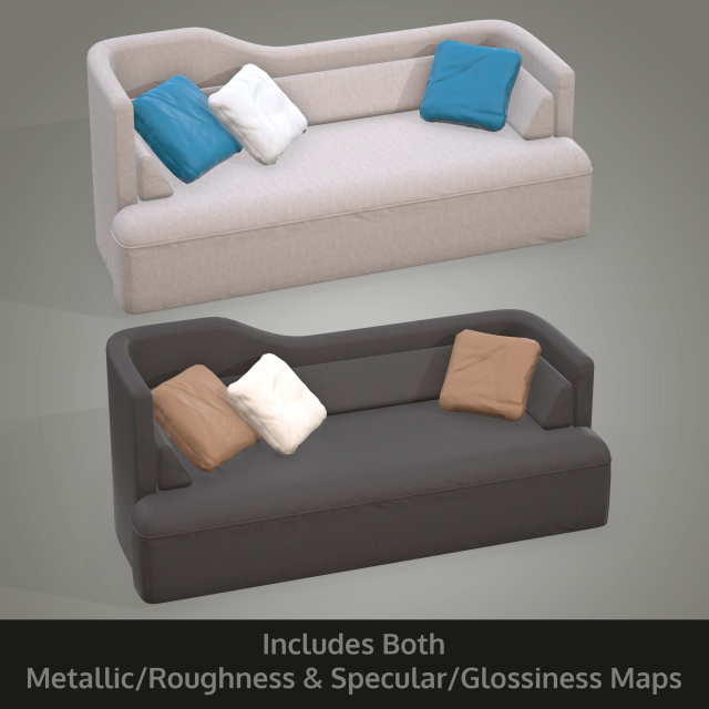 Low Poly TwoSeater Sofa 3D Model