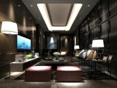 Stylish avant-garde living room design 13 3D Model