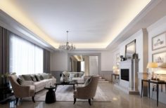 European-style living room design 75 3D Model