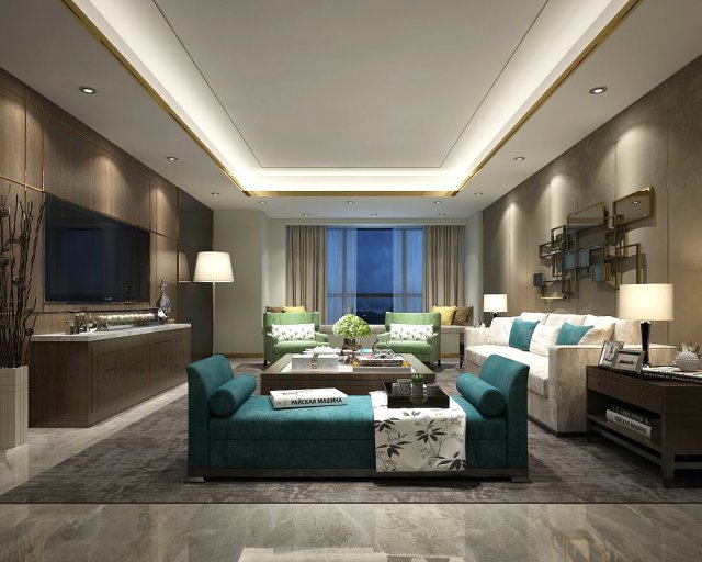 Stylish avant-garde living room design 37 3D Model
