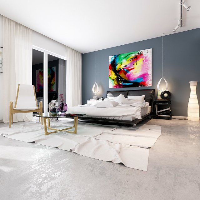 Stylish master bedroom design 02 3D Model