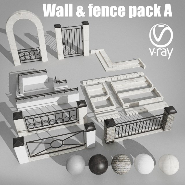 Wall and fence pack A collection 3D Model