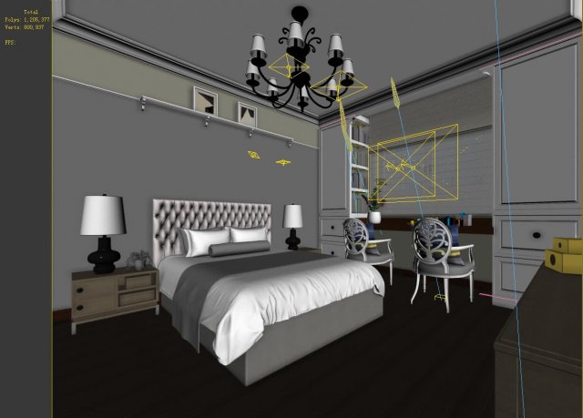 Stylish bedroom complete 150 3D Model