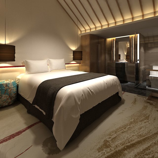 Bedroom hotel suites designed a complete 177 3D Model