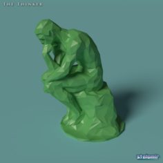 Polygonal Statue Thinker printable 3D Model