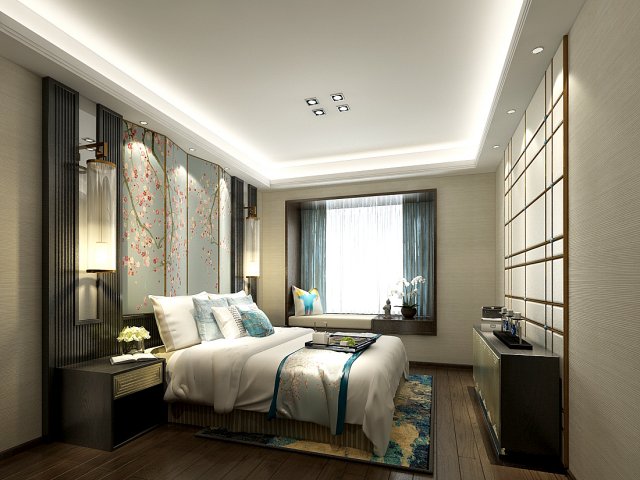 Stylish master bedroom design 62 3D Model