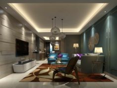 Stylish avant-garde living room design 21 3D Model