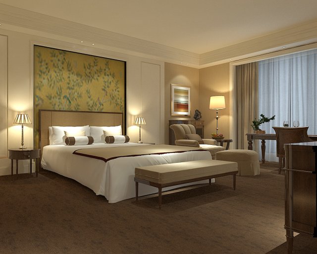 Bedroom hotel suites designed a complete 146 3D Model