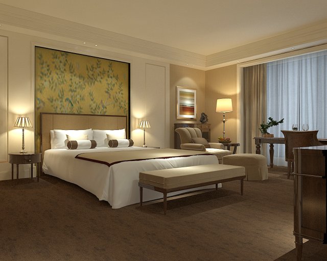 Bedroom hotel suites designed a complete 146 3D Model - 3DHunt.co