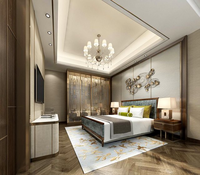 Stylish bedroom complete 166 3D Model