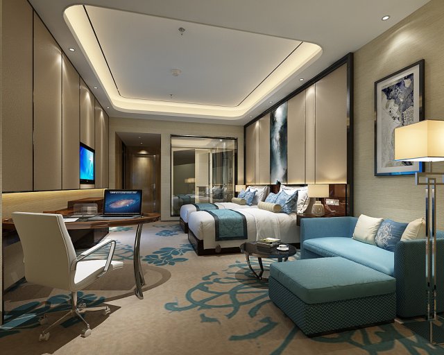 Bedroom hotel suites designed a complete 51 3D Model