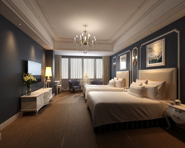 Bedroom hotel suites designed a complete 132 3D Model