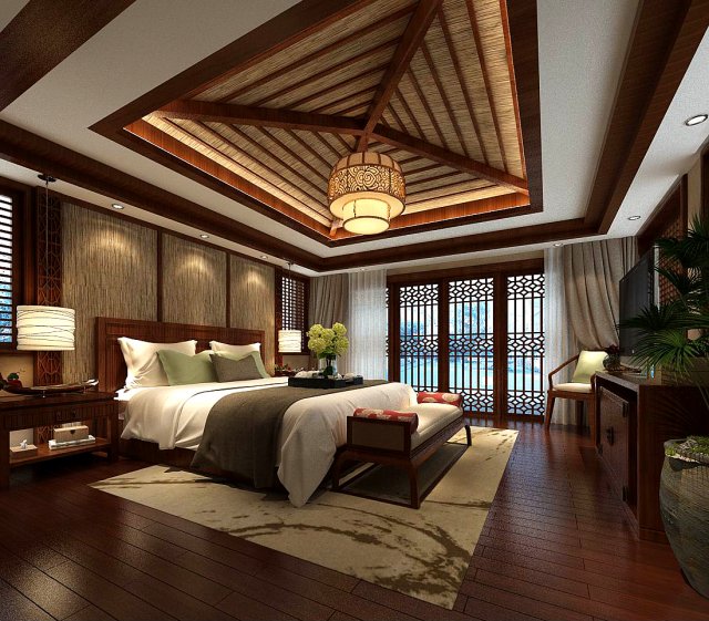 Stylish bedroom complete 90 3D Model