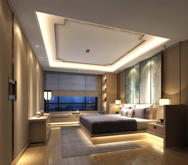 Stylish bedroom complete 04 3D Model