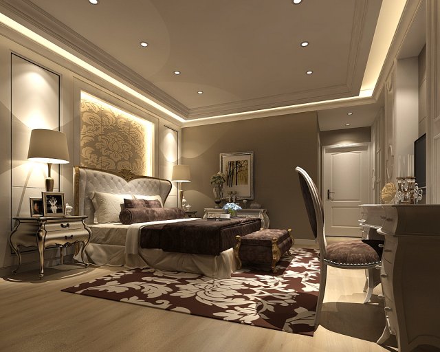 Stylish bedroom complete 64 3D Model