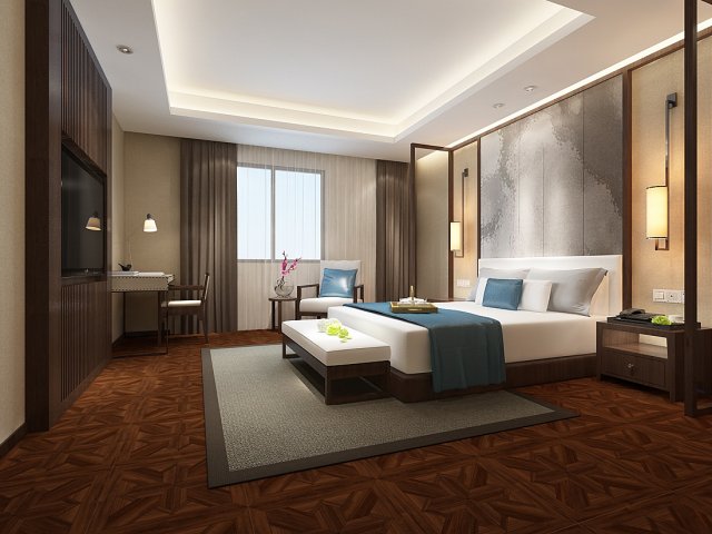 Bedroom hotel suites designed a complete 125 3D Model