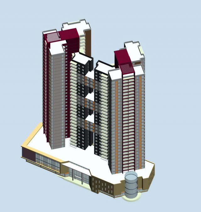 City Residential Garden villa office building design – 106 3D Model