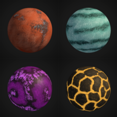 Stylized Planets – 4 Pack 3D Model