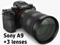 Sony Alpha 9 with three lenses 3D Model