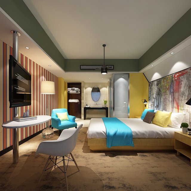 Bedroom hotel suites designed a complete 135 3D Model