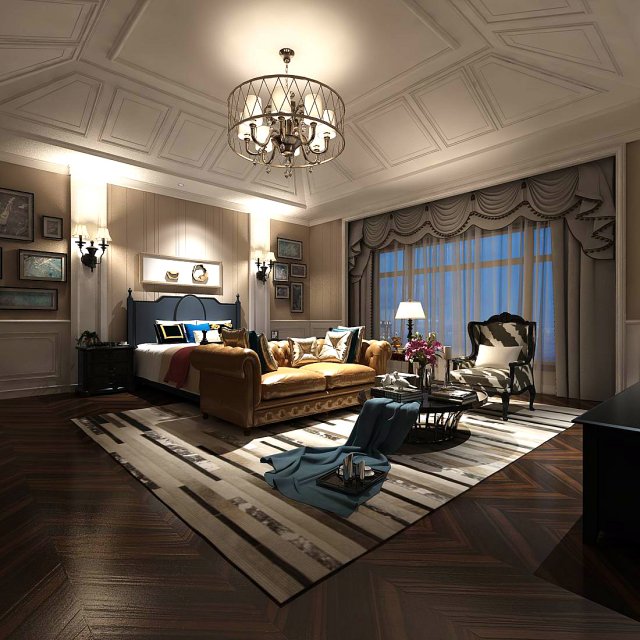 Deluxe master bedroom design 152 3D Model