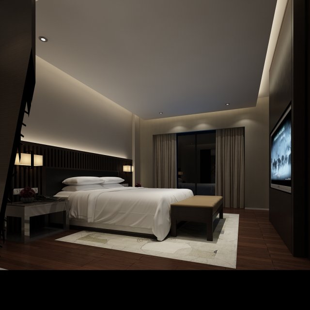 Bedroom hotel suites designed a complete 168 3D Model