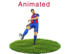 Luis Suarez Game Ready Football Player Kick Animation 3D Model