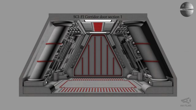 Sci-fi Corridor door section 1 3D Model