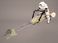 74-Z Speeder Bike and Storm Trooper Star Wars 3D Model