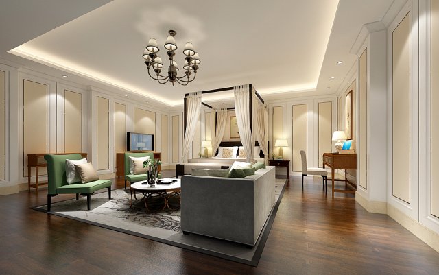 Bedroom hotel suites designed a complete 157 3D Model