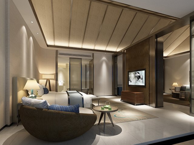 Bedroom hotel suites designed a complete 73 3D Model