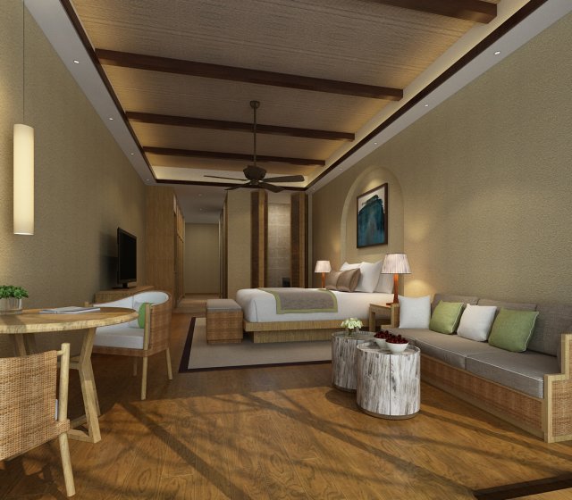 Bedroom hotel suites designed a complete 165 3D Model