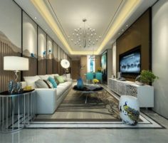 Stylish avant-garde living room design 02 3D Model