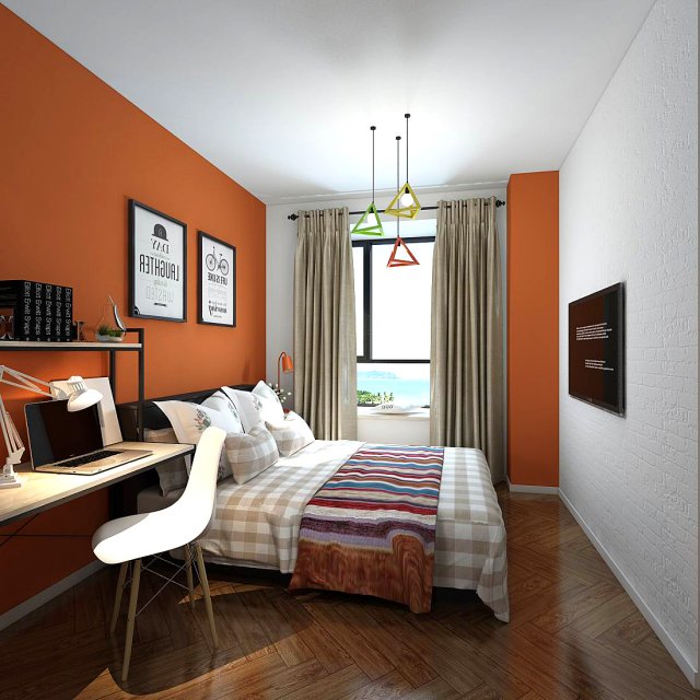 Stylish master bedroom design 86 3D Model