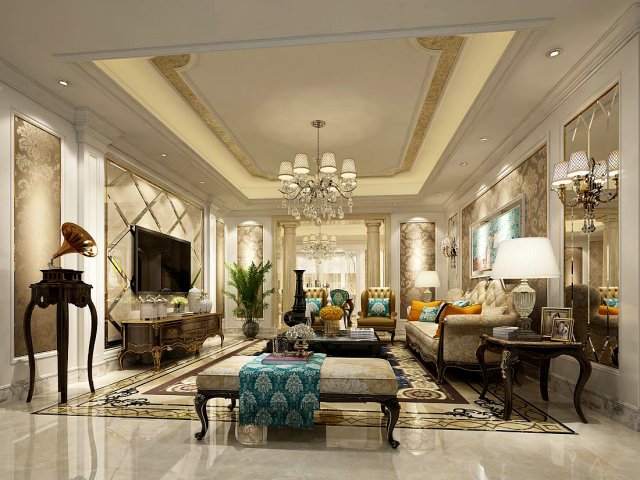 European-style living room design 65 3D Model