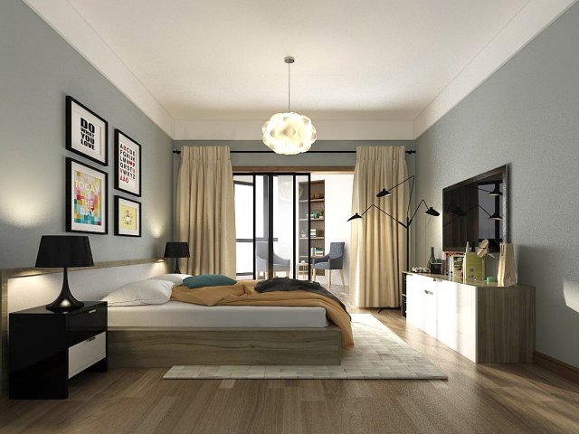 Stylish master bedroom design 85 3D Model