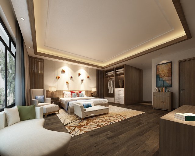 Bedroom hotel suites designed a complete 27 3D Model