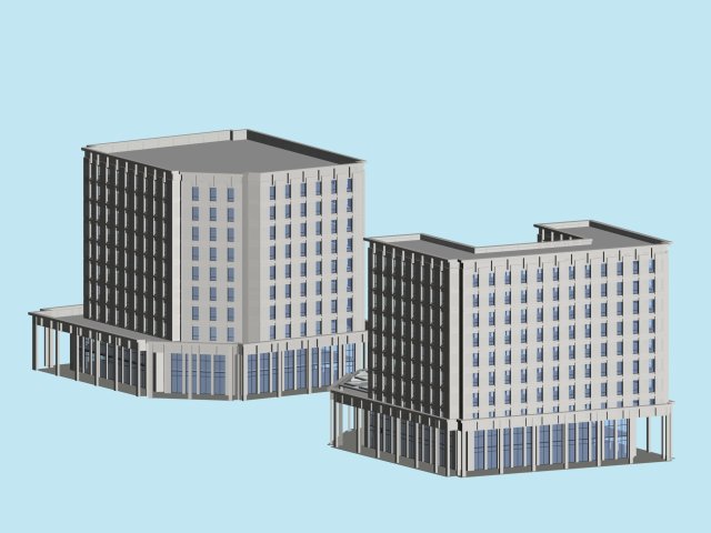 City hotel simple office building – 271 3D Model