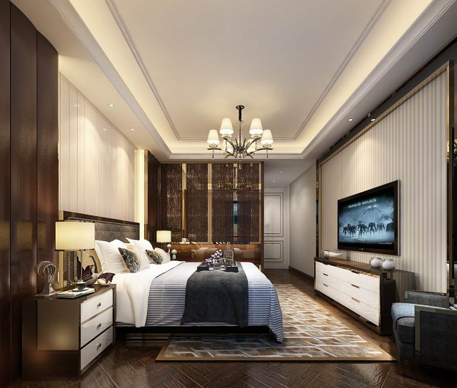 Stylish master bedroom design 92 3D Model