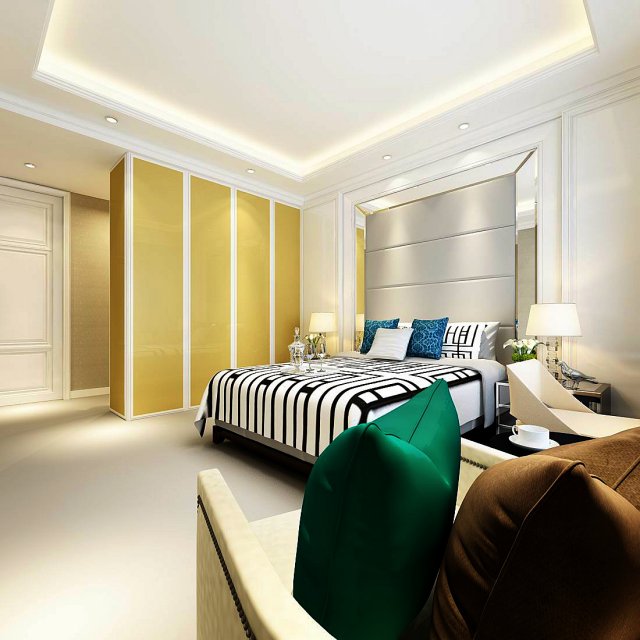 Stylish bedroom complete 119 3D Model
