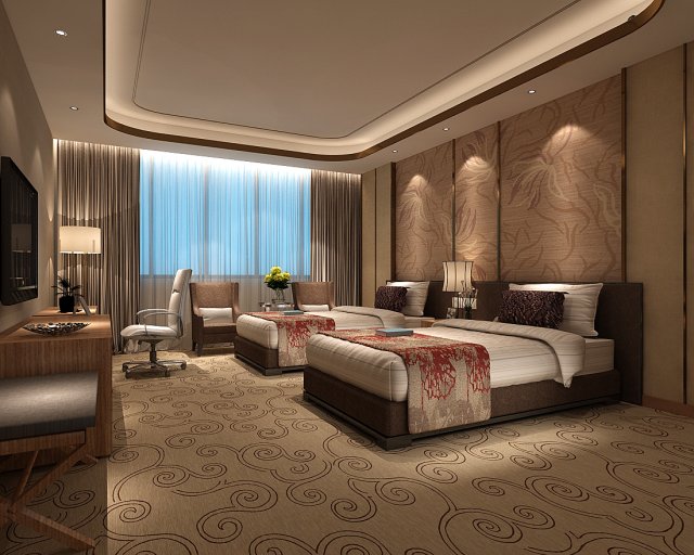 Bedroom hotel suites designed a complete 153 3D Model