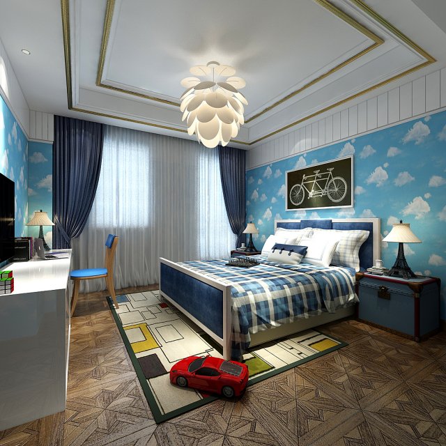 Stylish bedroom complete 213 3D Model